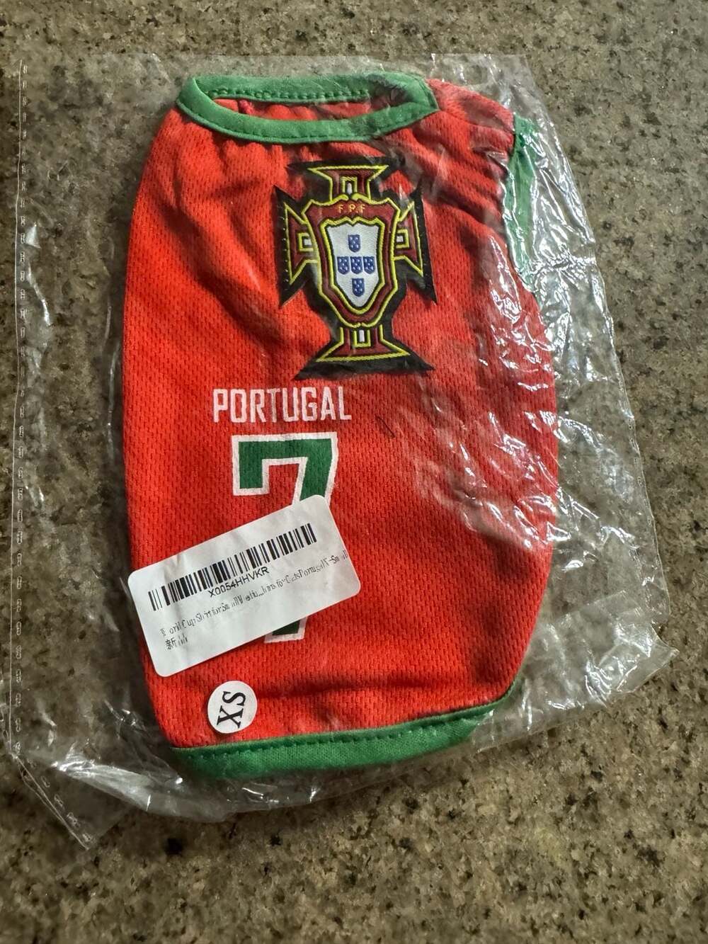 Portugal #7 Dog Soccer Jersey – Size XS Pet Costume, Football Shirt for Pets